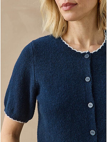 Cardigan manches courtes maille laineuse - daxon