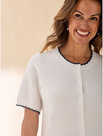 Cardigan manches courtes maille laineuse - daxon
