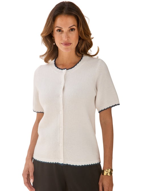 Cardigan manches courtes maille laineuse - daxon - Kiabi Cardigan manches courtes maille laineuse - daxon - Kiabi
