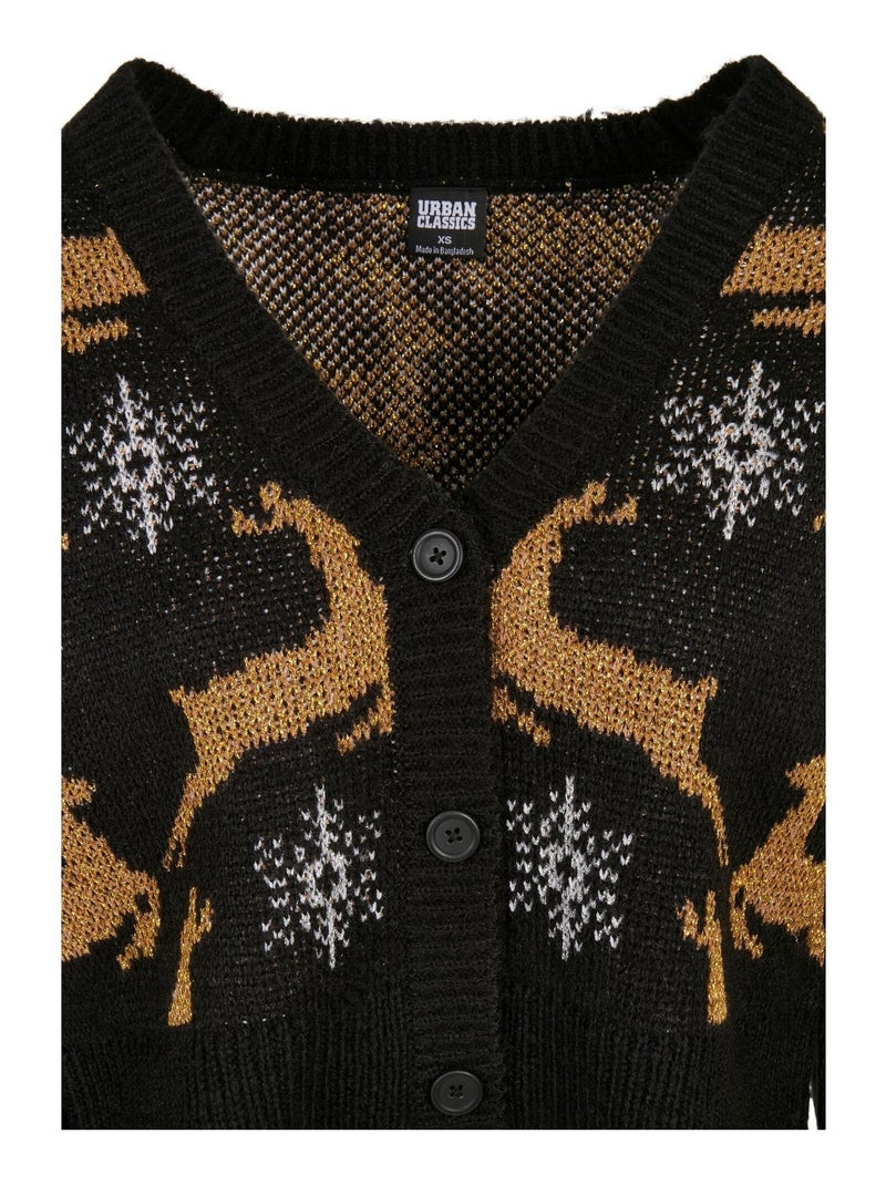 Cardigan manches longues noël - urban classics Noir Doré - Kiabi