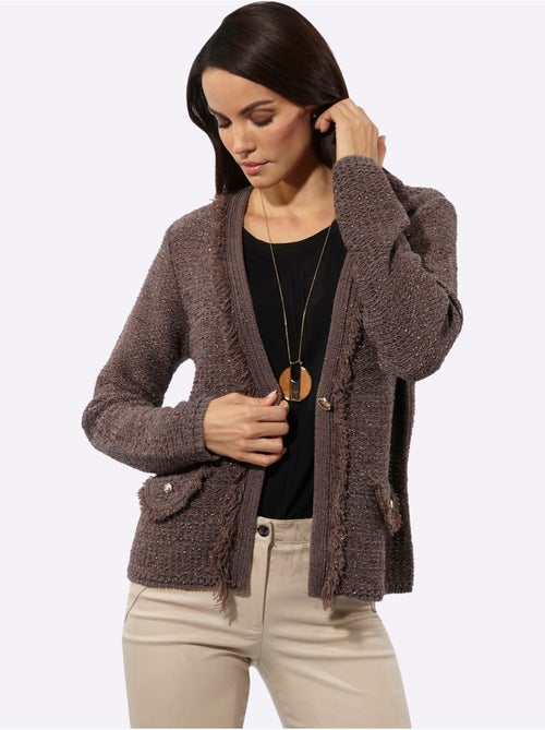 Cardigan Mélange De Matières Facile D'entretien - Taille Standard - Helline - Kiabi Cardigan Mélange De Matières Facile D'entretien - Taille Standard - Helline - Kiabi