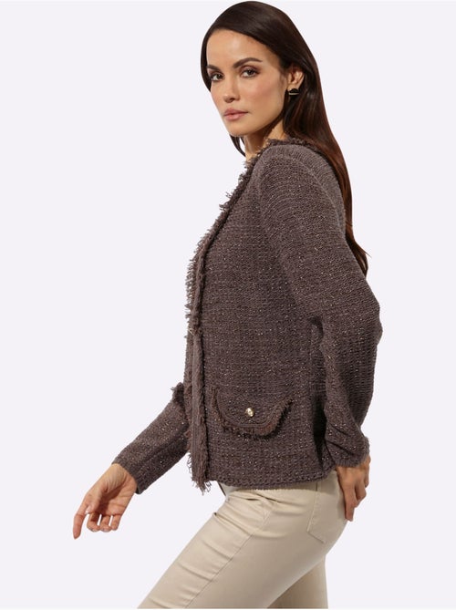 Cardigan Mélange De Matières Facile D'entretien - Taille Standard - Helline - Kiabi Cardigan Mélange De Matières Facile D'entretien - Taille Standard - Helline - Kiabi
