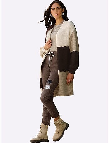 Cardigan mélange de matières tendance - taille standard - helline