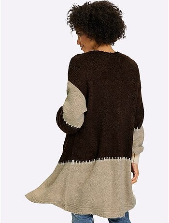 Cardigan mélange de matières tendance - taille standard - helline
