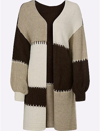 Cardigan mélange de matières tendance - taille standard - helline