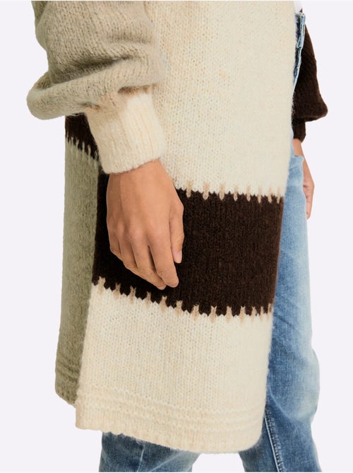 Cardigan Mélange De Matières Tendance - Taille Standard - Helline - Kiabi