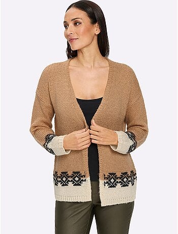 Cardigan motif jacquard tendance - taille standard - helline