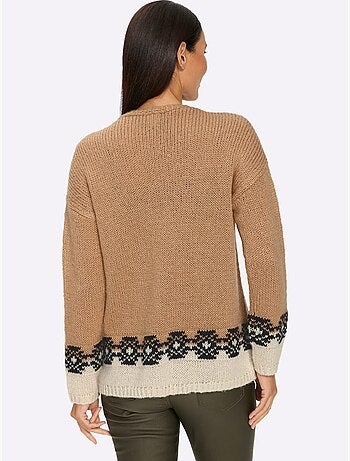 Cardigan motif jacquard tendance - taille standard - helline