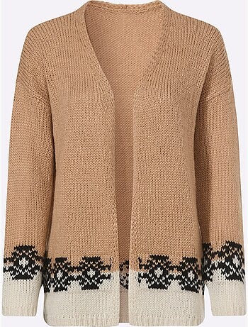 Cardigan motif jacquard tendance - taille standard - helline