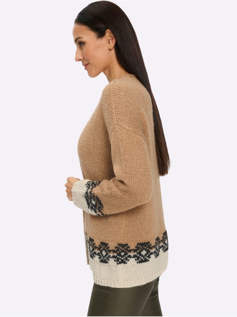 Cardigan motif jacquard tendance - taille standard - helline Noir Marron - Kiabi