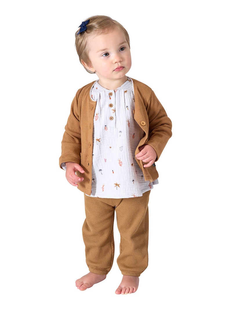 CARDIGAN NELIAN MAILLE FANTAISIE BEBE Beige - Kiabi