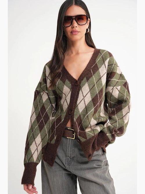 Cardigan oversize à col en v et fermeture à boutons mixray - Kiabi
