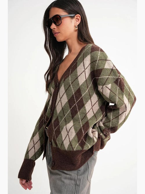 Cardigan oversize à col en v et fermeture à boutons mixray - Kiabi