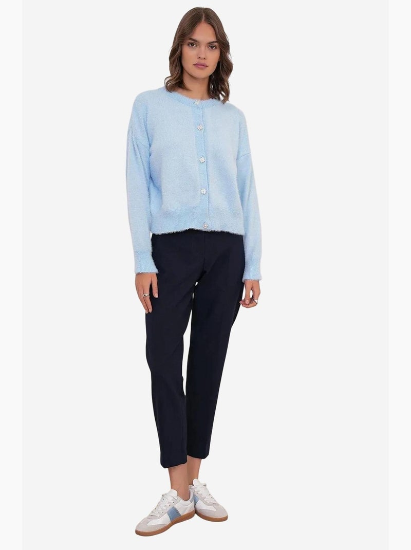 Cardigan oversize jacquard à boutons mixray Bleu ciel - Kiabi