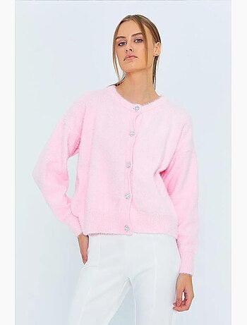 Cardigan oversize jacquard à boutons mixray