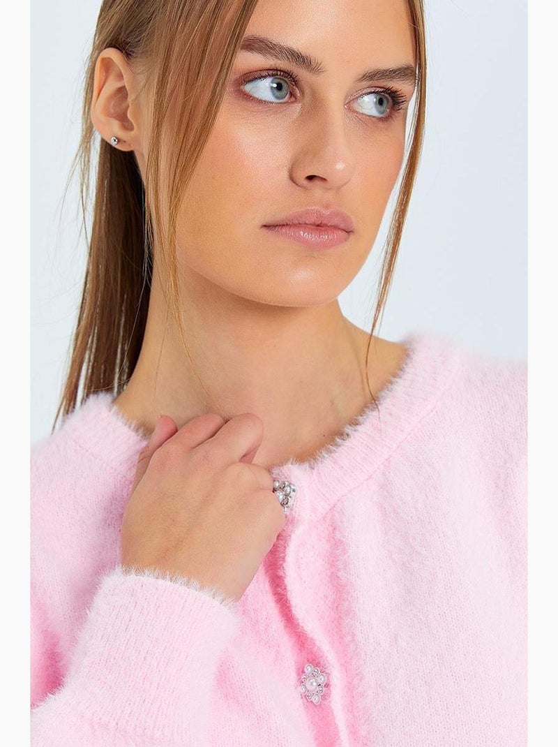 Cardigan oversize jacquard à boutons mixray Rose pâle - Kiabi