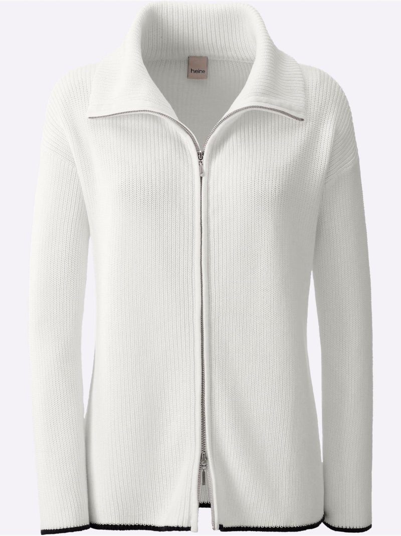 Cardigan Pur Coton - Taille Standard - Helline Blanc - Kiabi