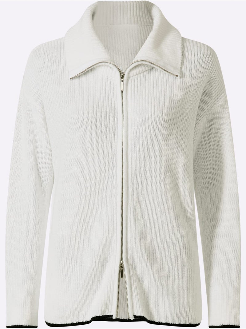 Cardigan Pur Coton - Taille Standard - Helline Blanc - Kiabi