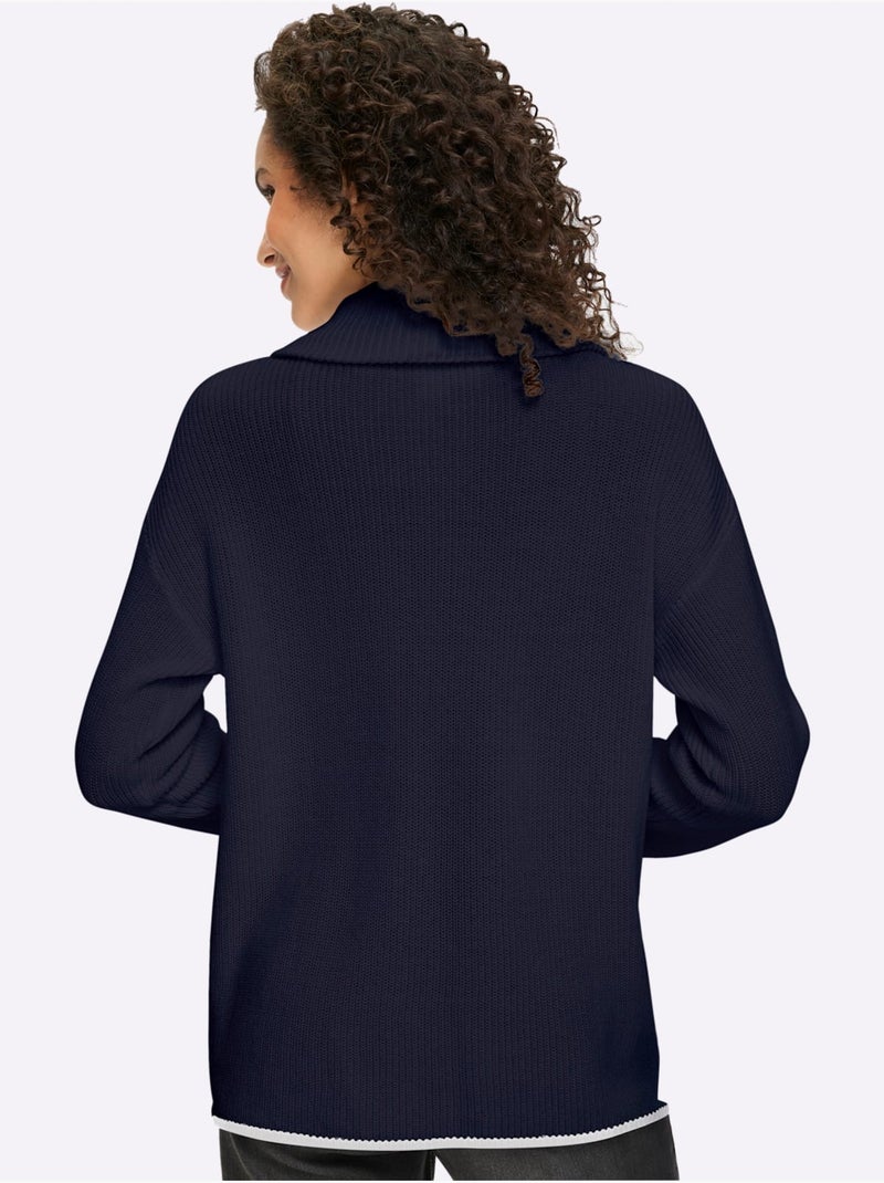 Cardigan Pur Coton - Taille Standard - Helline Bleu marine - Kiabi