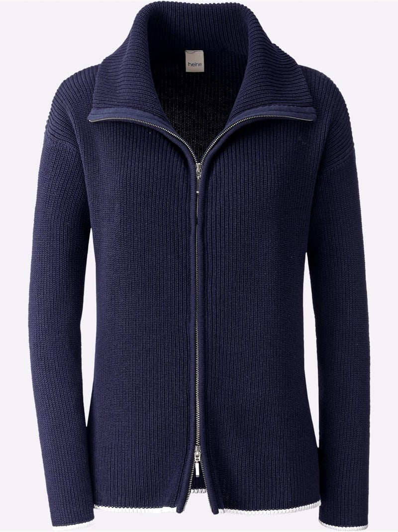 Cardigan Pur Coton - Taille Standard - Helline Bleu marine - Kiabi