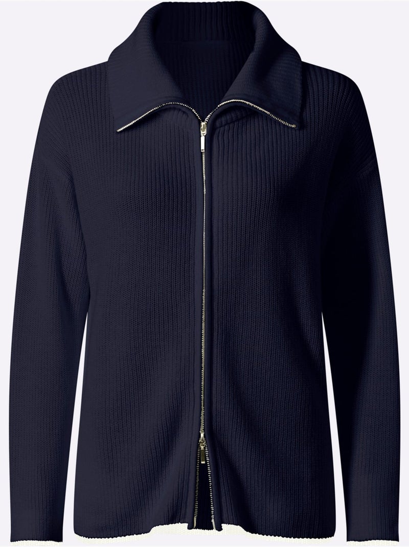 Cardigan Pur Coton - Taille Standard - Helline Bleu marine - Kiabi
