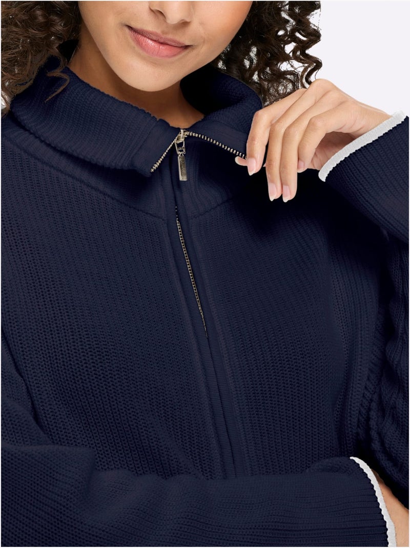Cardigan Pur Coton - Taille Standard - Helline Bleu marine - Kiabi