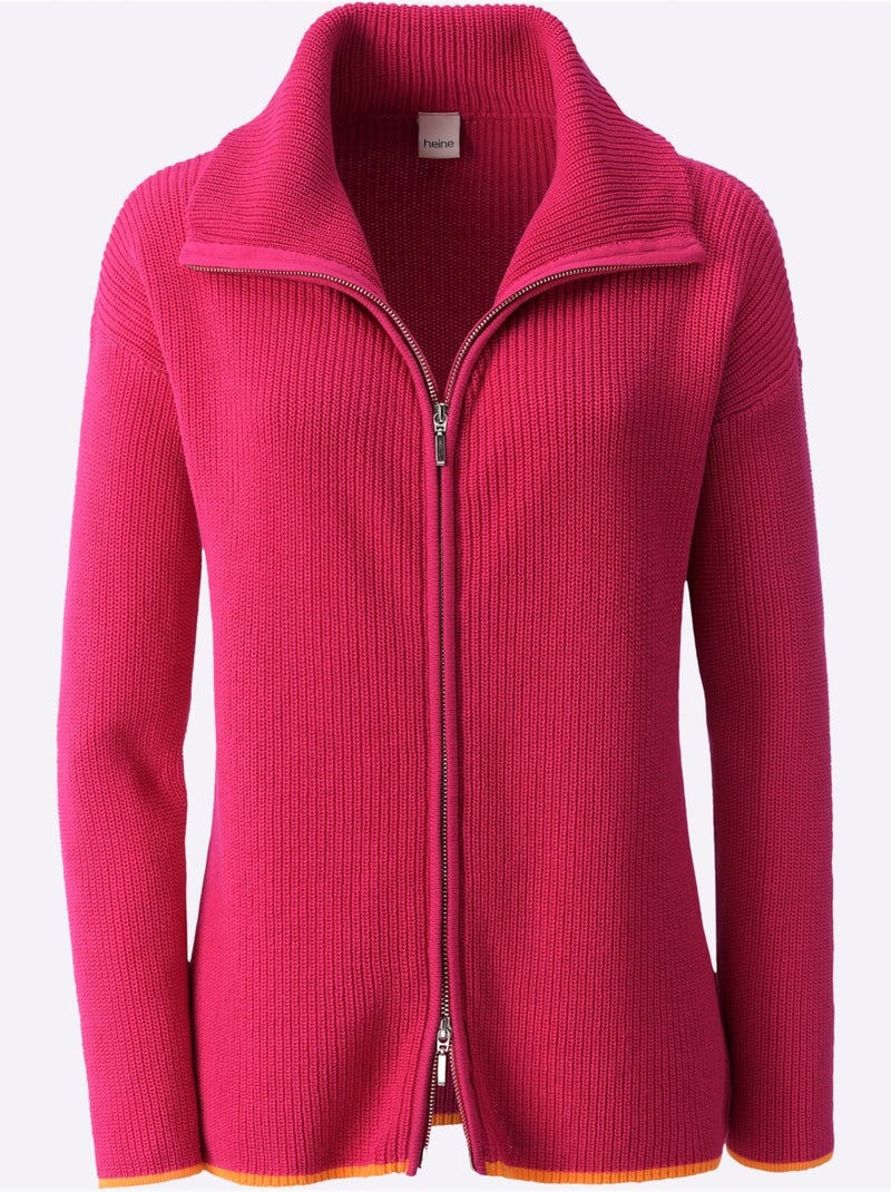 Cardigan Pur Coton - Taille Standard - Helline Rose fushia - Kiabi