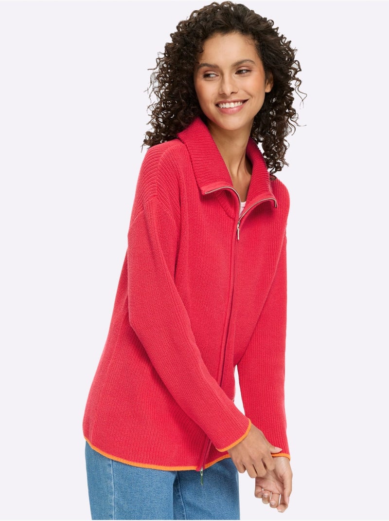 Cardigan Pur Coton - Taille Standard - Helline Rose fushia - Kiabi