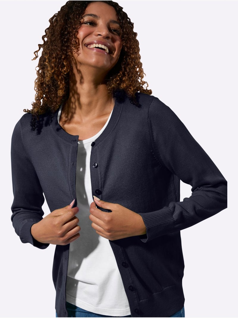 Cardigan Pur Coton - Taille Standard - Witt Bleu marine - Kiabi