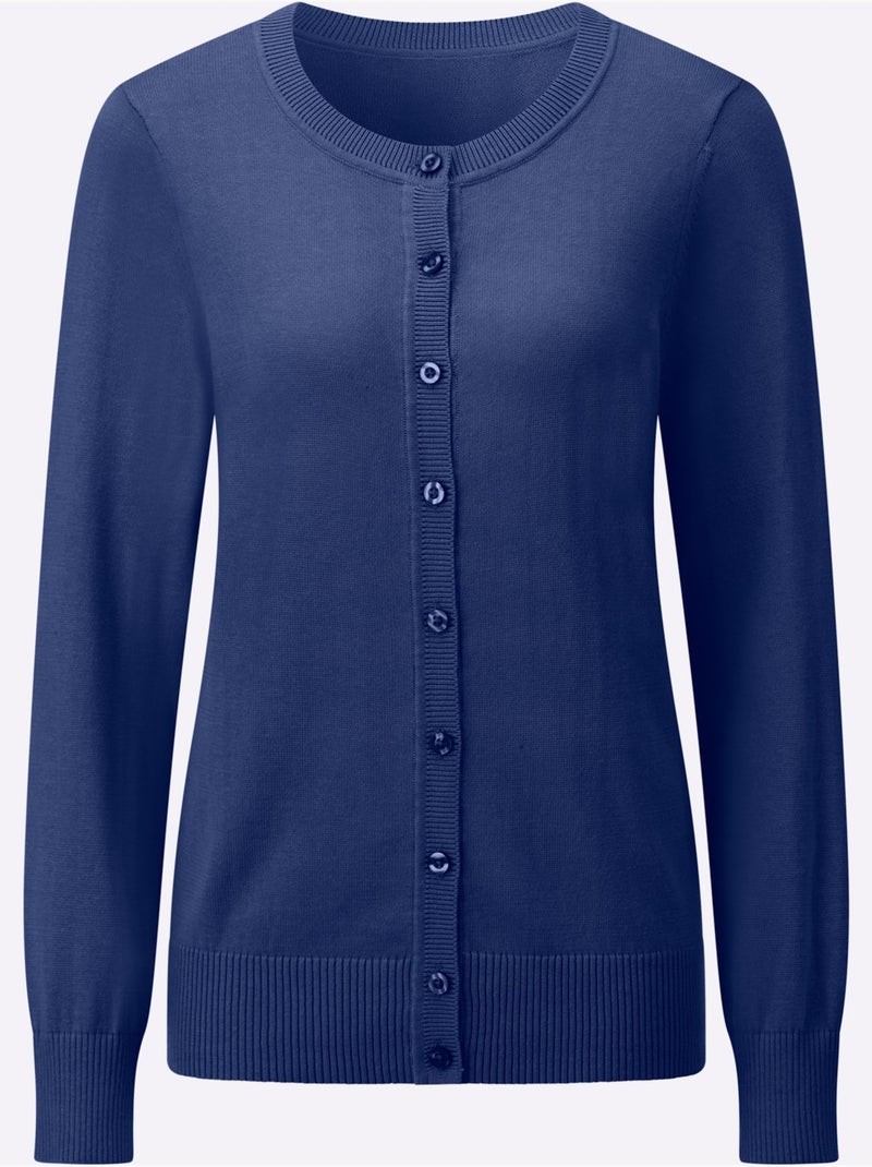 Cardigan Pur Coton - Taille Standard - Witt Bleu roi - Kiabi