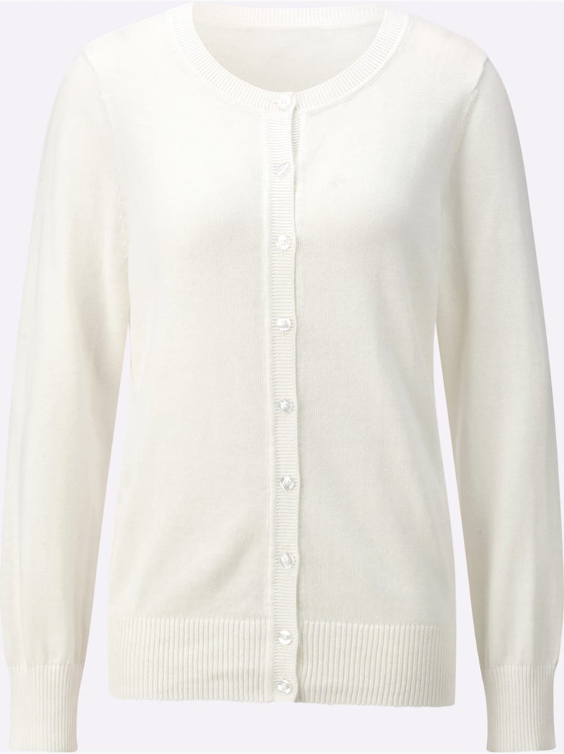 Cardigan Pur Coton - Taille Standard - Witt Ecru - Kiabi