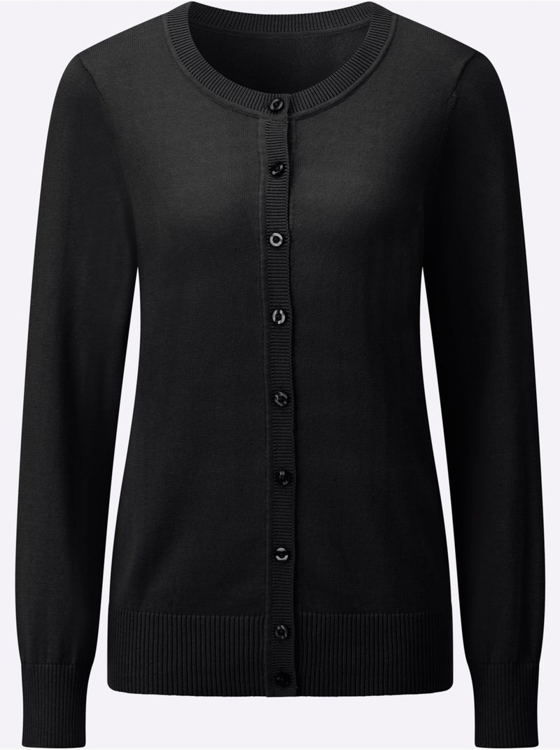 Cardigan Pur Coton - Taille Standard - Witt Noir - Kiabi