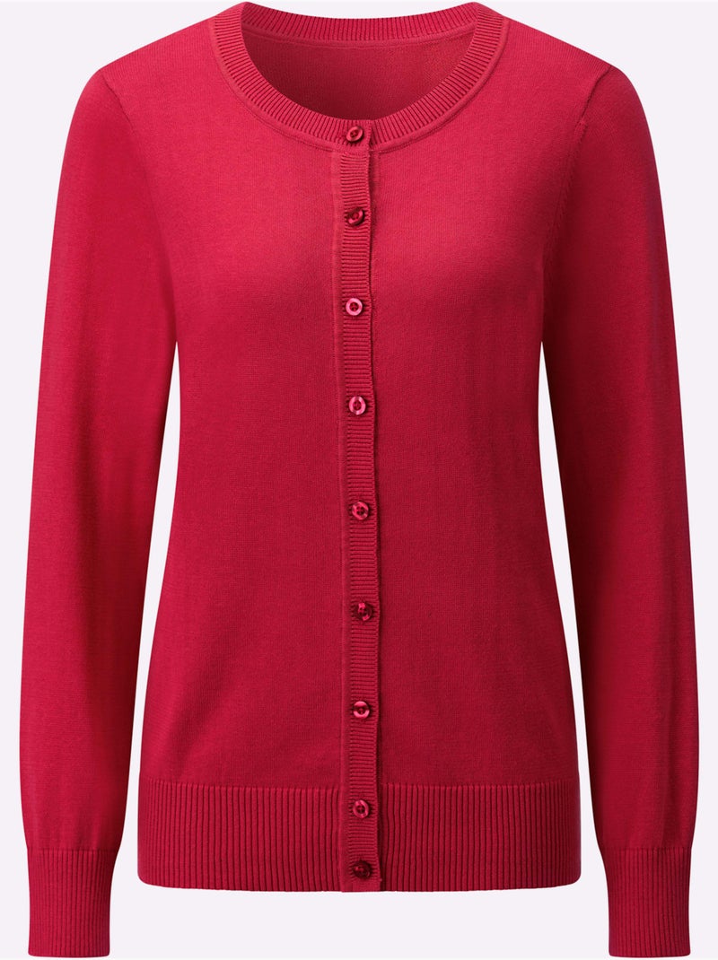 Cardigan Pur Coton - Taille Standard - Witt Rouge - Kiabi