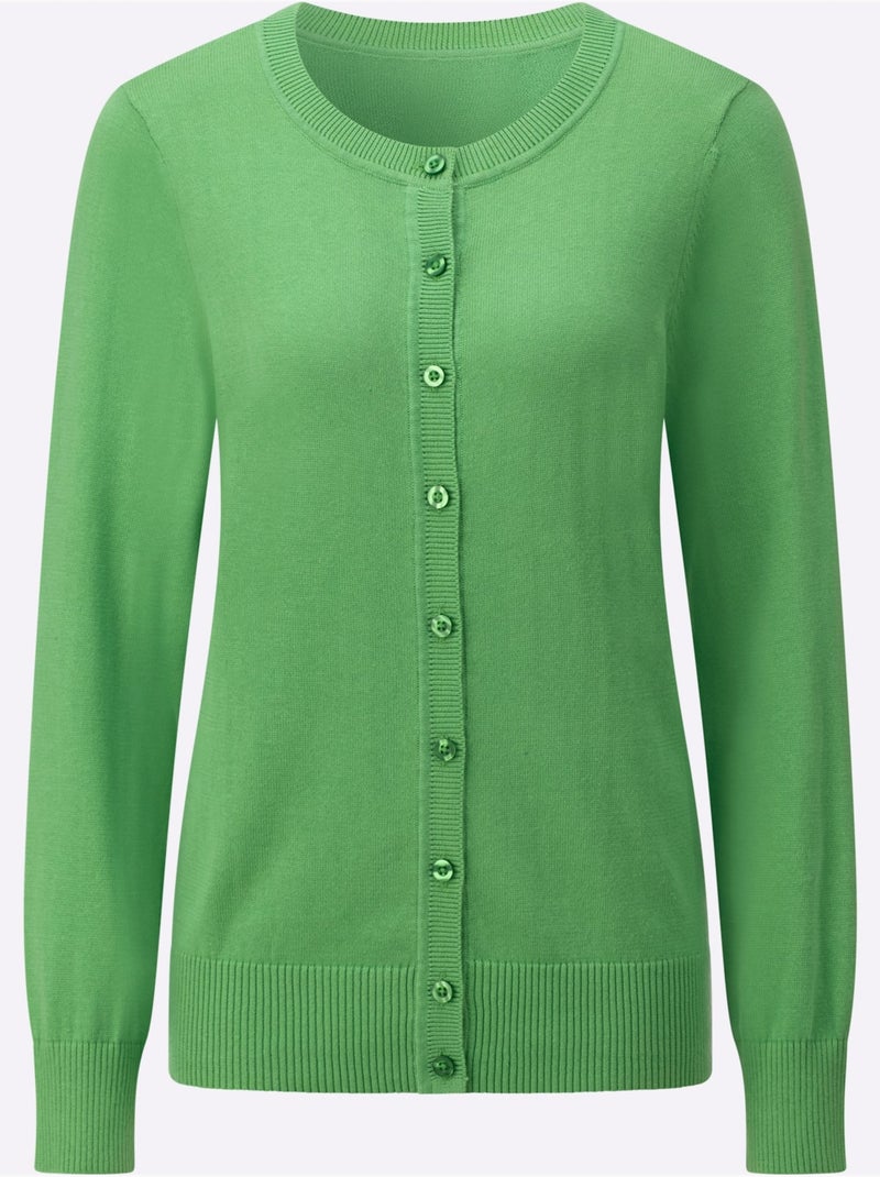 Cardigan Pur Coton - Taille Standard - Witt Vert - Kiabi