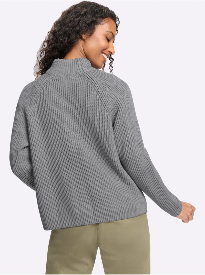 Cardigan qualité côtelée confortable - taille standard - helline Gris chiné - Kiabi