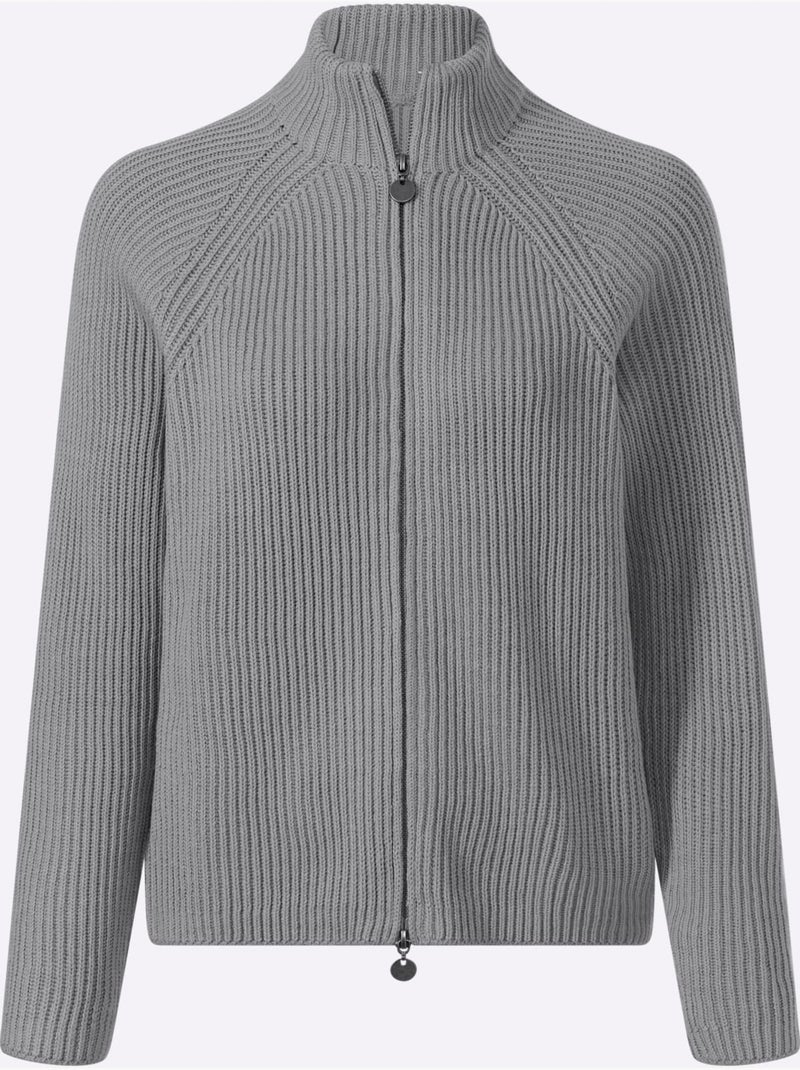 Cardigan qualité côtelée confortable - taille standard - helline Gris chiné - Kiabi