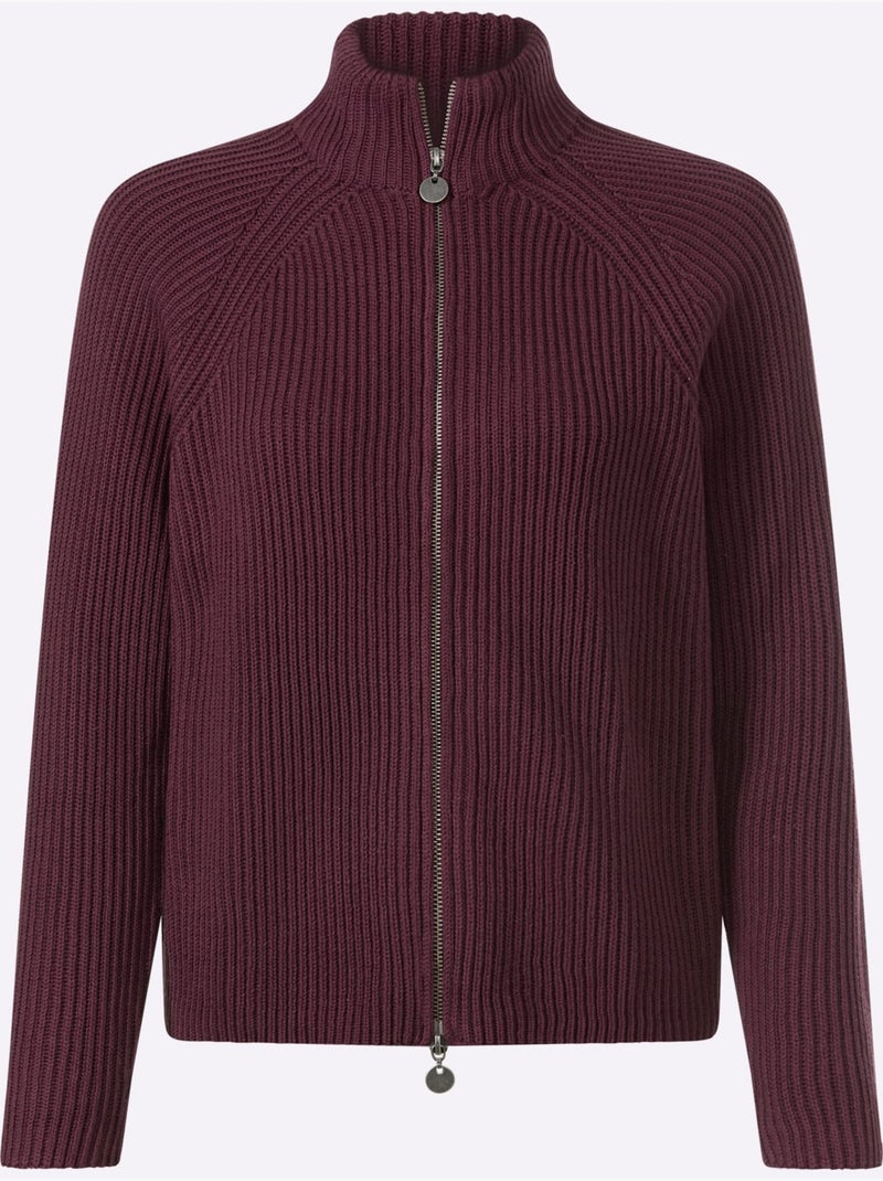 Cardigan qualité côtelée confortable - taille standard - helline Noir Bordeaux - Kiabi