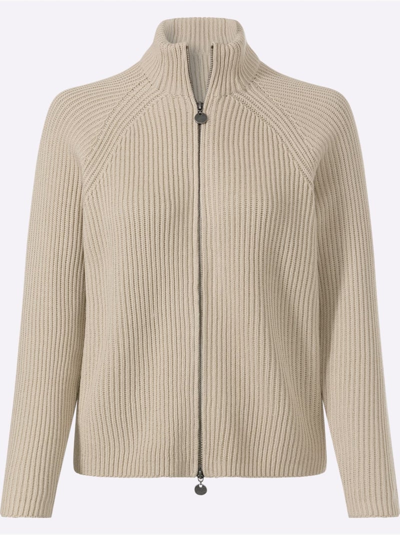Cardigan qualité côtelée confortable - taille standard - helline Sable - Kiabi