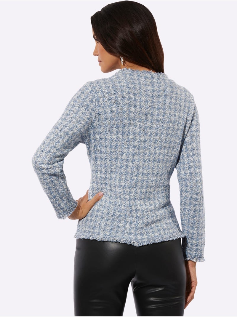 Cardigan Qualité Coton Doux Sur La Peau - Taille Standard - Helline Bleu Blanc - Kiabi