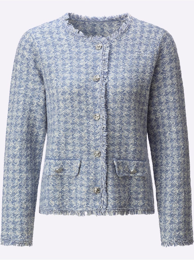 Cardigan Qualité Coton Doux Sur La Peau - Taille Standard - Helline Bleu Blanc - Kiabi