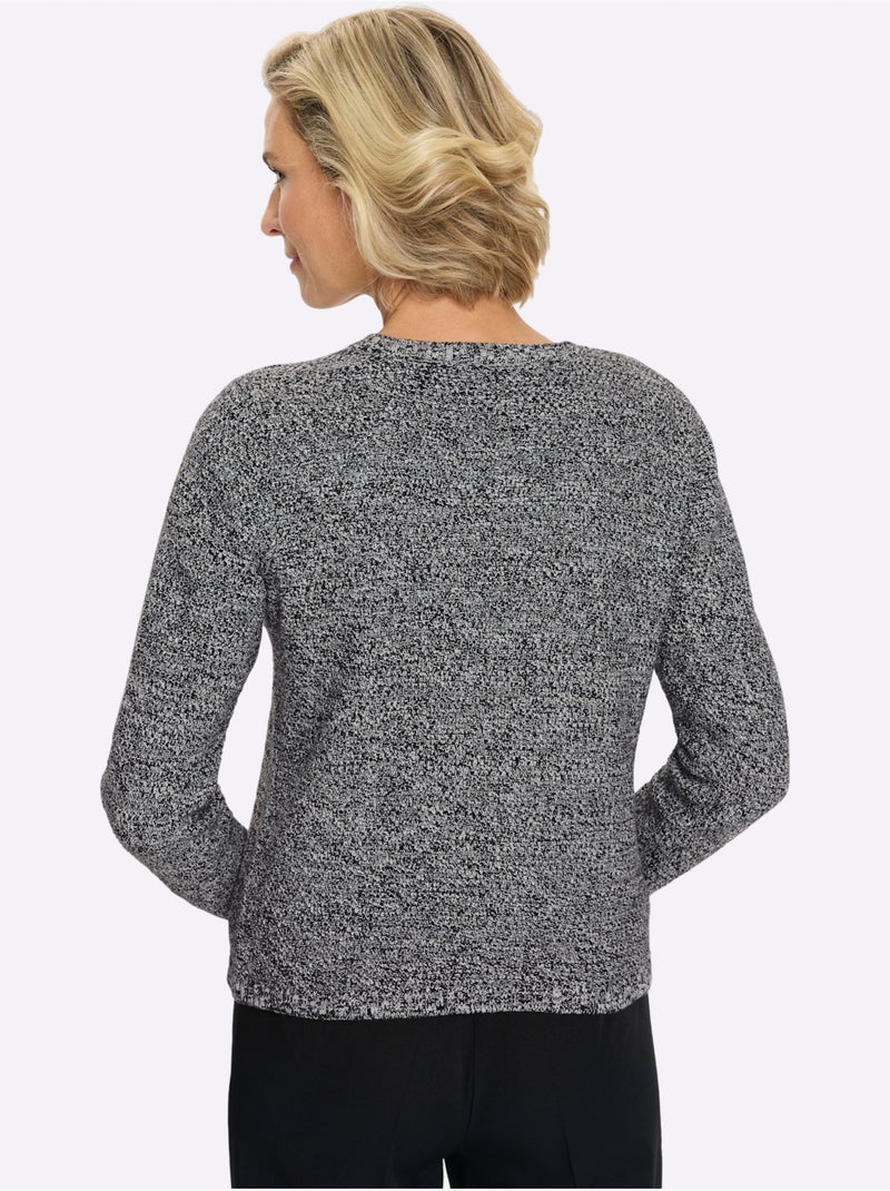 Cardigan Qualité Coton Doux Sur La Peau - Taille Standard - Moda Vilona Noir Ecru - Kiabi