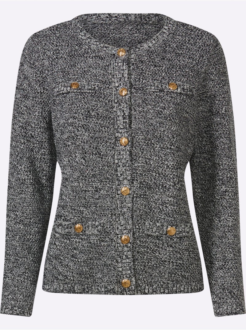 Cardigan Qualité Coton Doux Sur La Peau - Taille Standard - Moda Vilona Noir Ecru - Kiabi