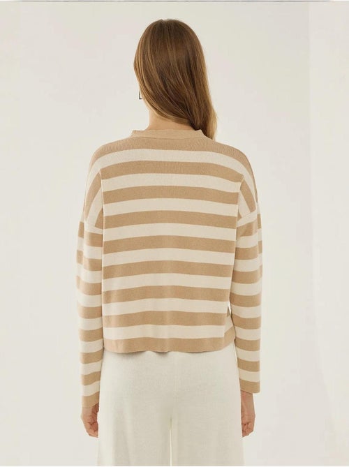 Cardigan rayé à col en V avec détails boutonnés - Kiabi Cardigan rayé à col en V avec détails boutonnés - Kiabi