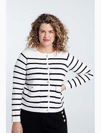 Cardigan rayé avec boutons dorés