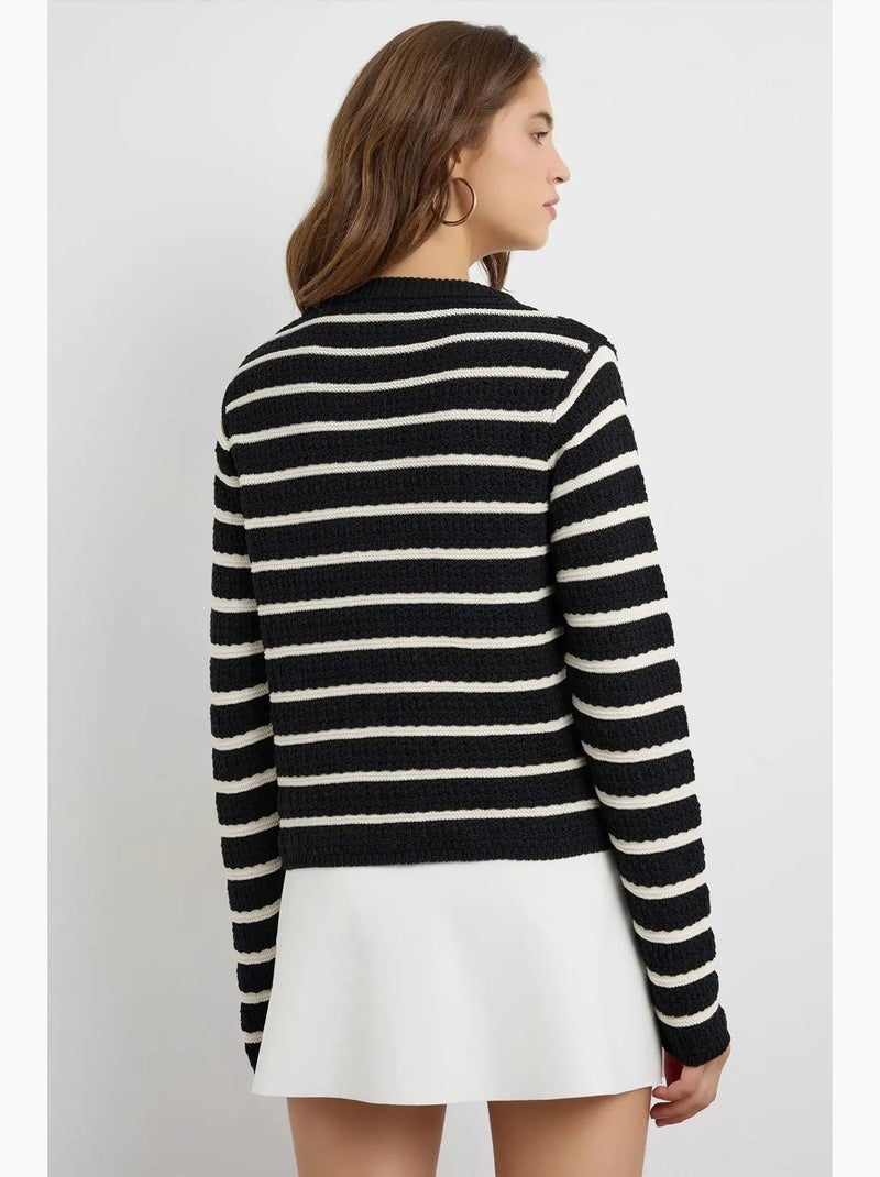 Cardigan rayé boutonné hiccup Noir - Kiabi