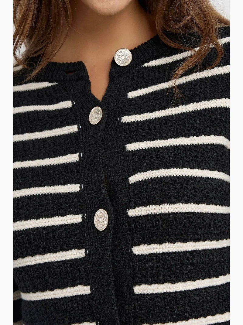 Cardigan rayé boutonné hiccup Noir - Kiabi