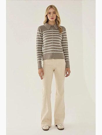 Cardigan rayé zippé à col chemise hiccup