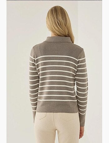 Cardigan rayé zippé à col chemise hiccup