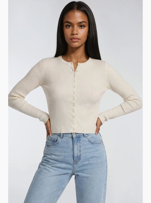 Cardigan slim fit en maille côtelée avec fermeture à boutons mixray - Kiabi Cardigan slim fit en maille côtelée avec fermeture à boutons mixray - Kiabi