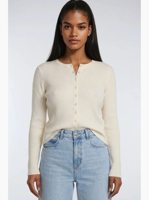 Cardigan slim fit en maille côtelée avec fermeture à boutons mixray - Kiabi Cardigan slim fit en maille côtelée avec fermeture à boutons mixray - Kiabi